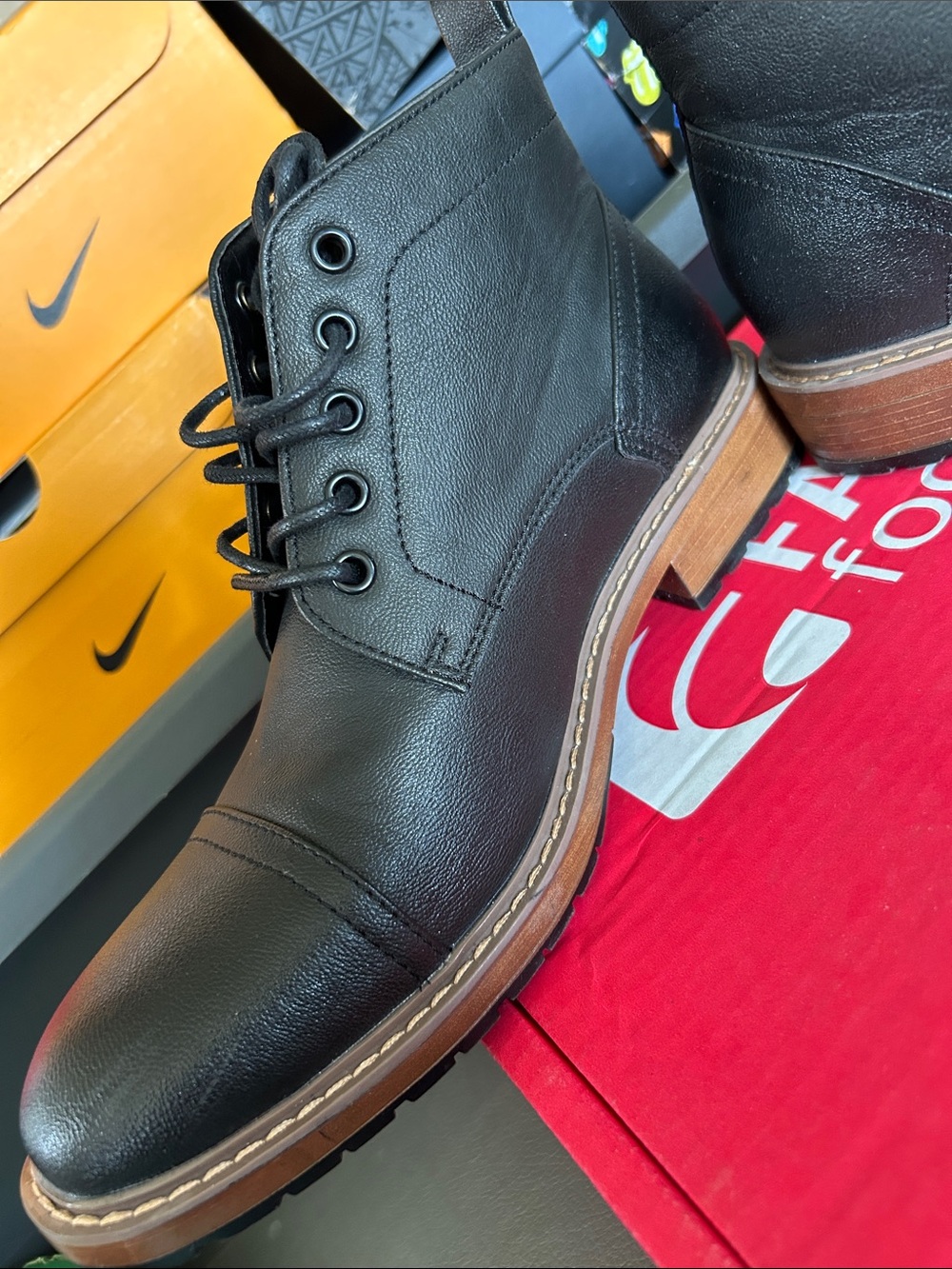 Perry Ellis Black Leather manning boot - Picture 4 of 9
